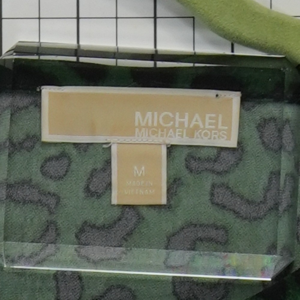 Michael Kors Green Leopard Print Ruffle Hem Dress Womens Size Medium Long Sleeve - Picture 8 of 11